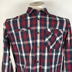 ECKO-UNLTD.™️ Men's Size XL Blue/Red Plaid Long Sleeve Button Front Shirt